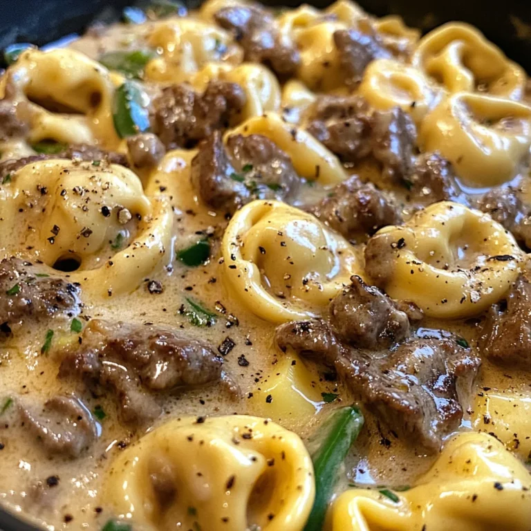 Cheesesteak Tortellini in Creamy Provolone Sauce