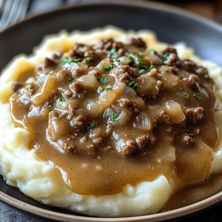 Delicious chicken chicken hamburger Gravy Over Mashed Potatoes