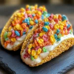 Fruity Pebbles Cheesecake Tacos
