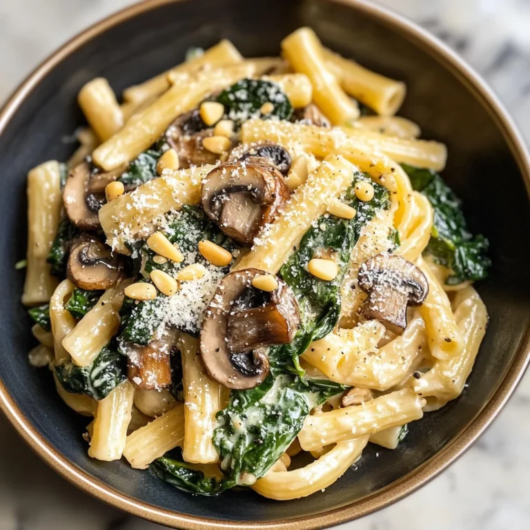 Creamy Mushroom And Spinach Pasta