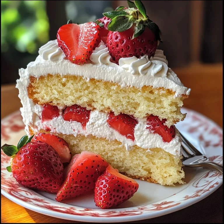Moist Strawberry Shortcake Cake with Whipped Cream Frosting