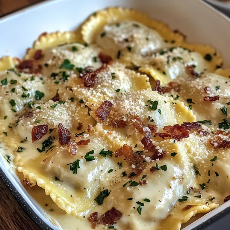 Olive Garden-Inspired Ravioli Carbonara