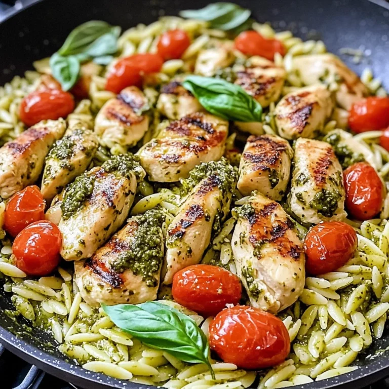 One Pan Chicken & Pesto Orzo