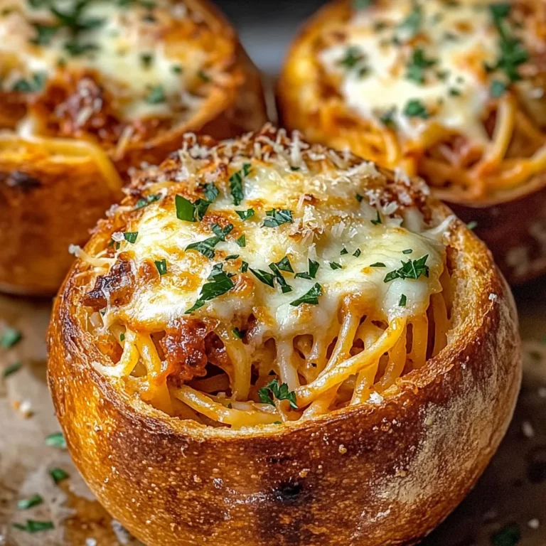 Spaghetti Garlic Bread Bowls