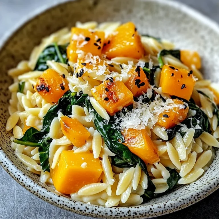 Creamy Orzo with Roasted Butternut Squash and Spinach