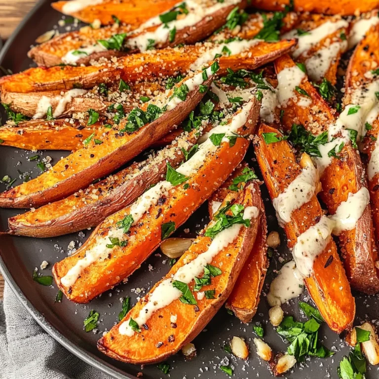 Garlic Parmesan Sweet Potato Wedges