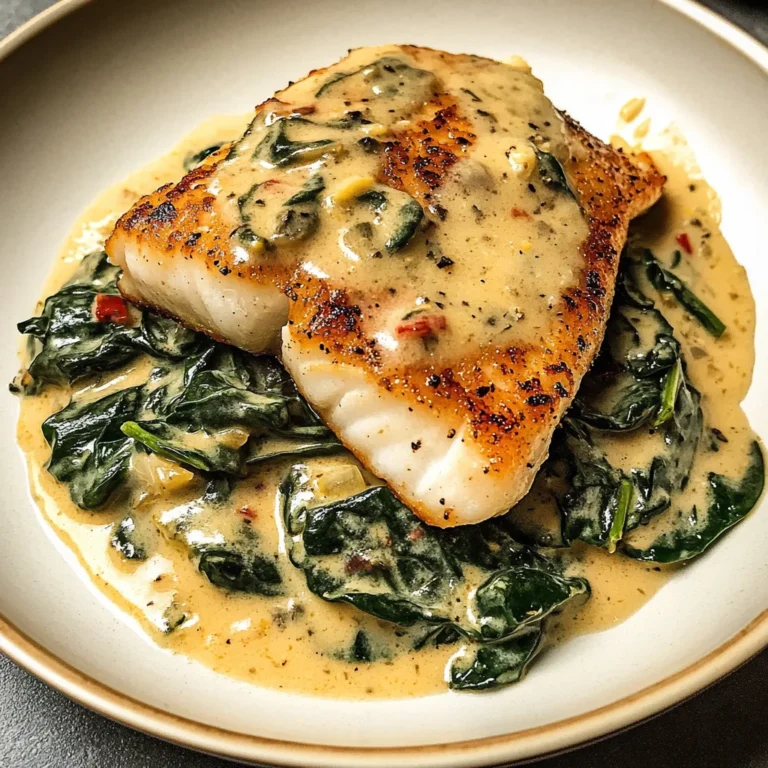 Luscious Lemon-Garlic Sea Bass with Creamed Spinach