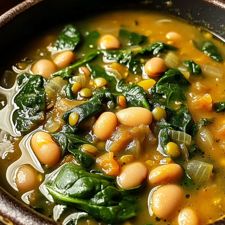 Spinach, Lentil, and Butter Bean Soup