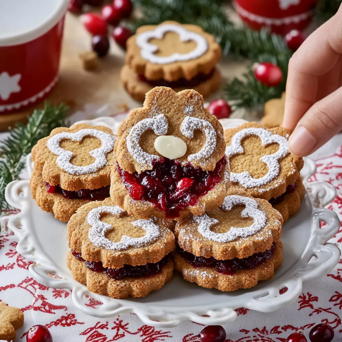 Gingerbread Cookie Sandwiches with Cranberry Filling Recipe