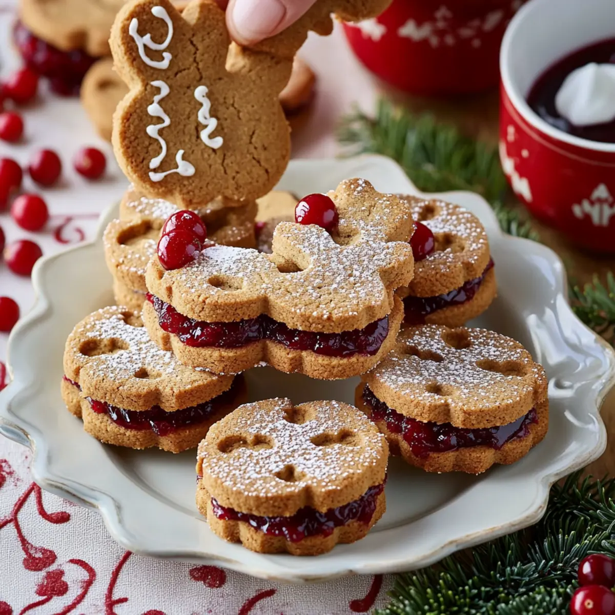 Gingerbread Cookie Sandwiches with Cranberry Filling Recipe