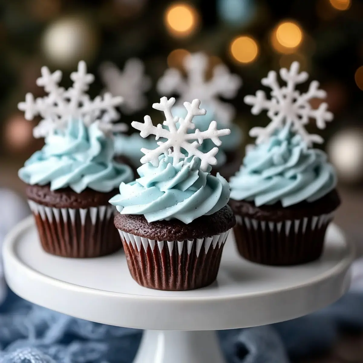 Winter Wonderland Chocolate Cupcakes with Snowflake Frosting Recipe