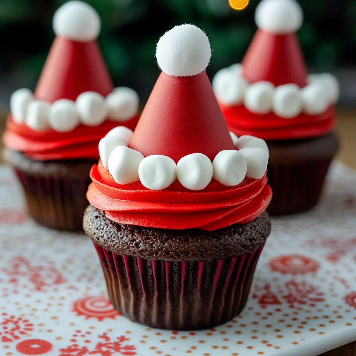 Santa Hat Cupcakes with Mini Marshmallows Recipe
