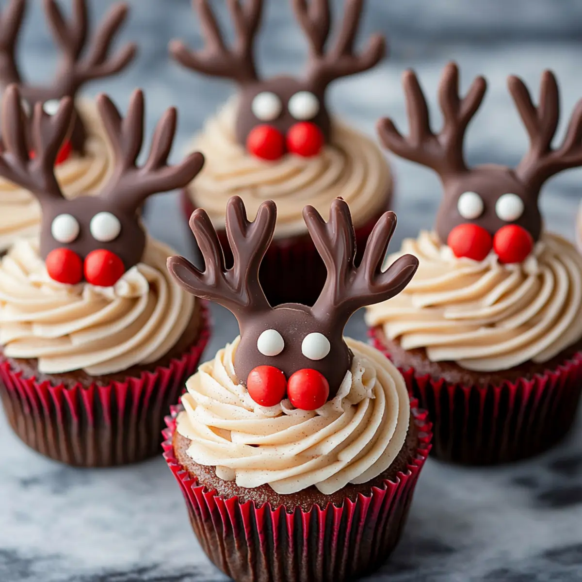Reindeer Cupcakes with Chocolate Antlers Recipe