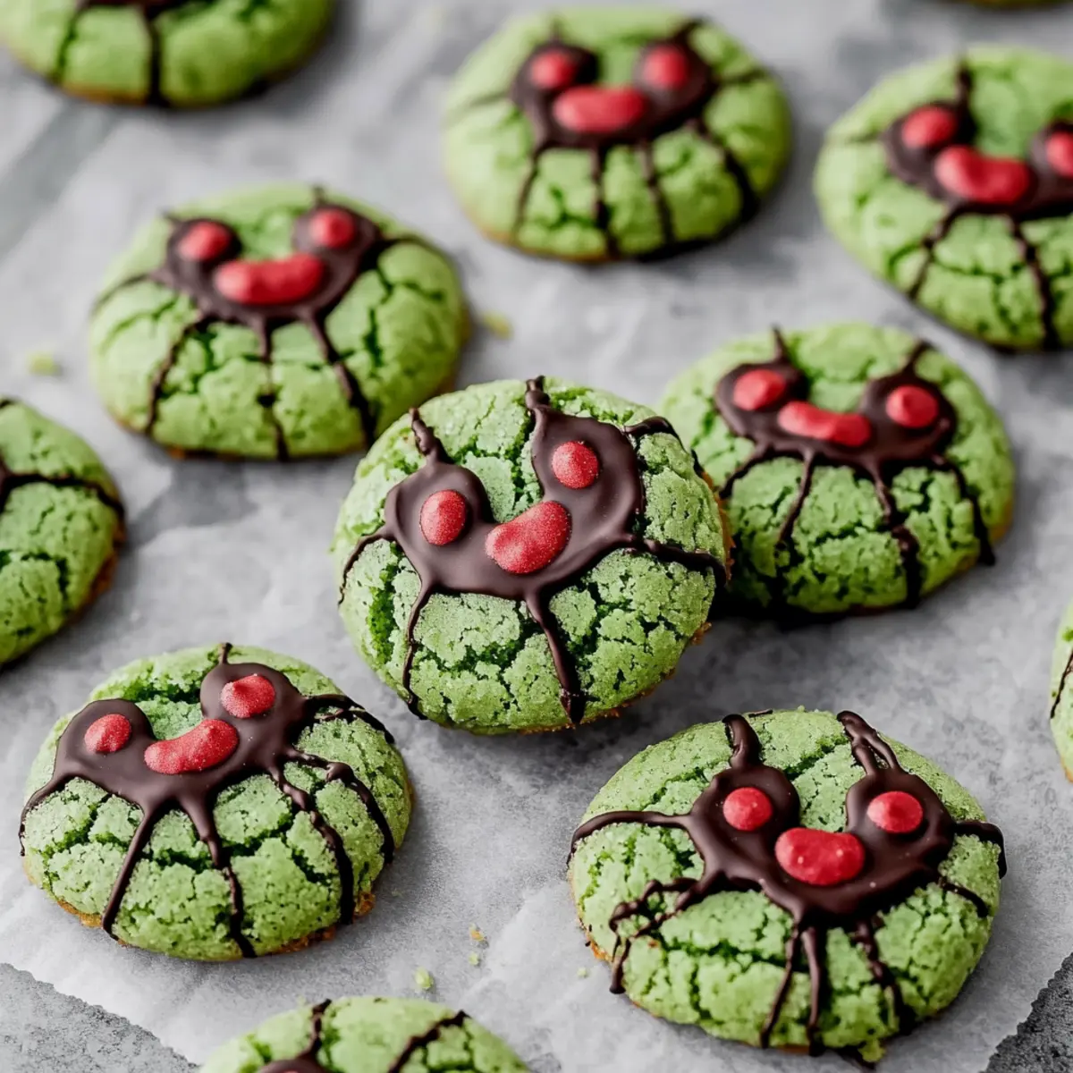 Grinch Crinkle Cookies with Chocolate Faces Recipe