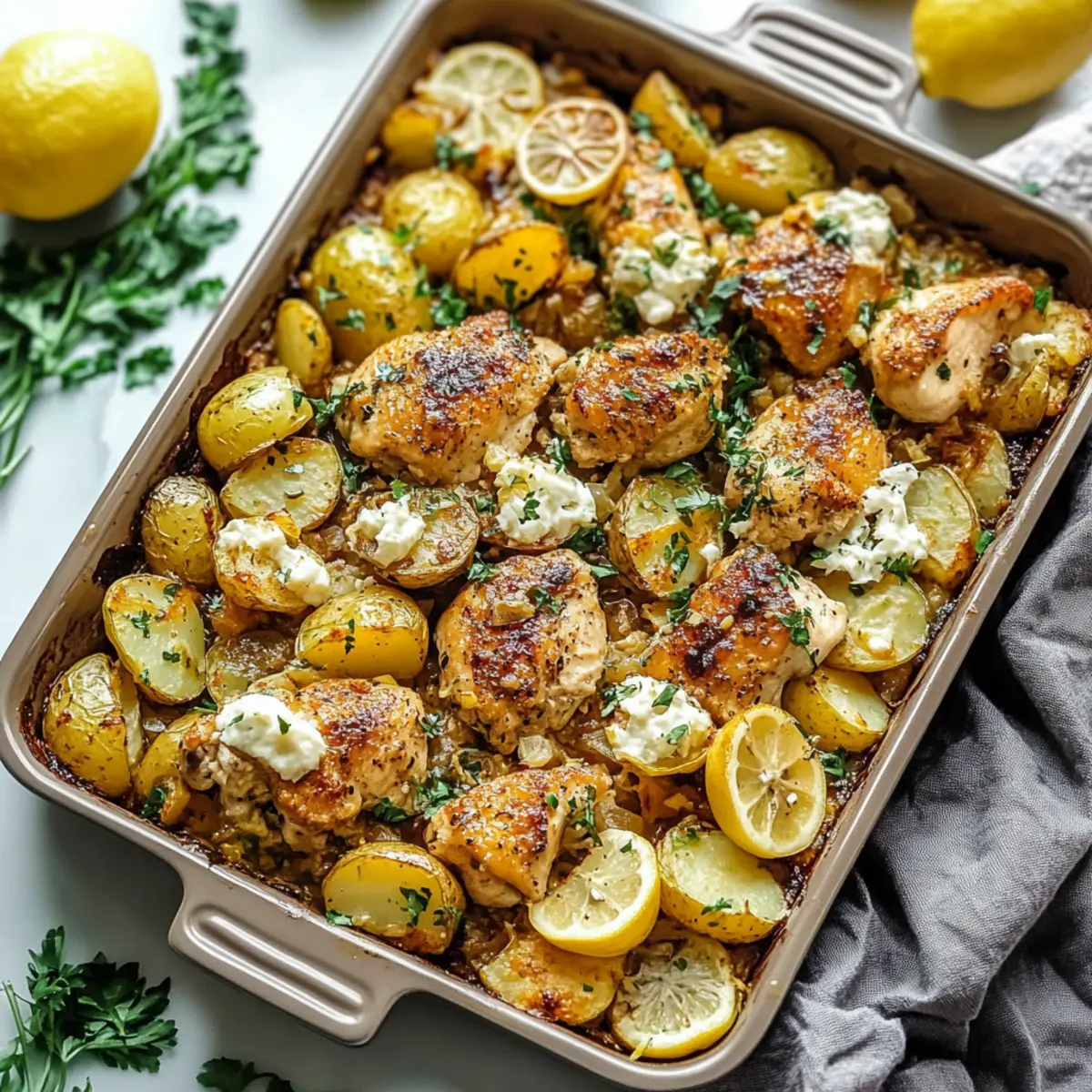 Lemon Garlic Chicken and Potatoes Bake Recipe