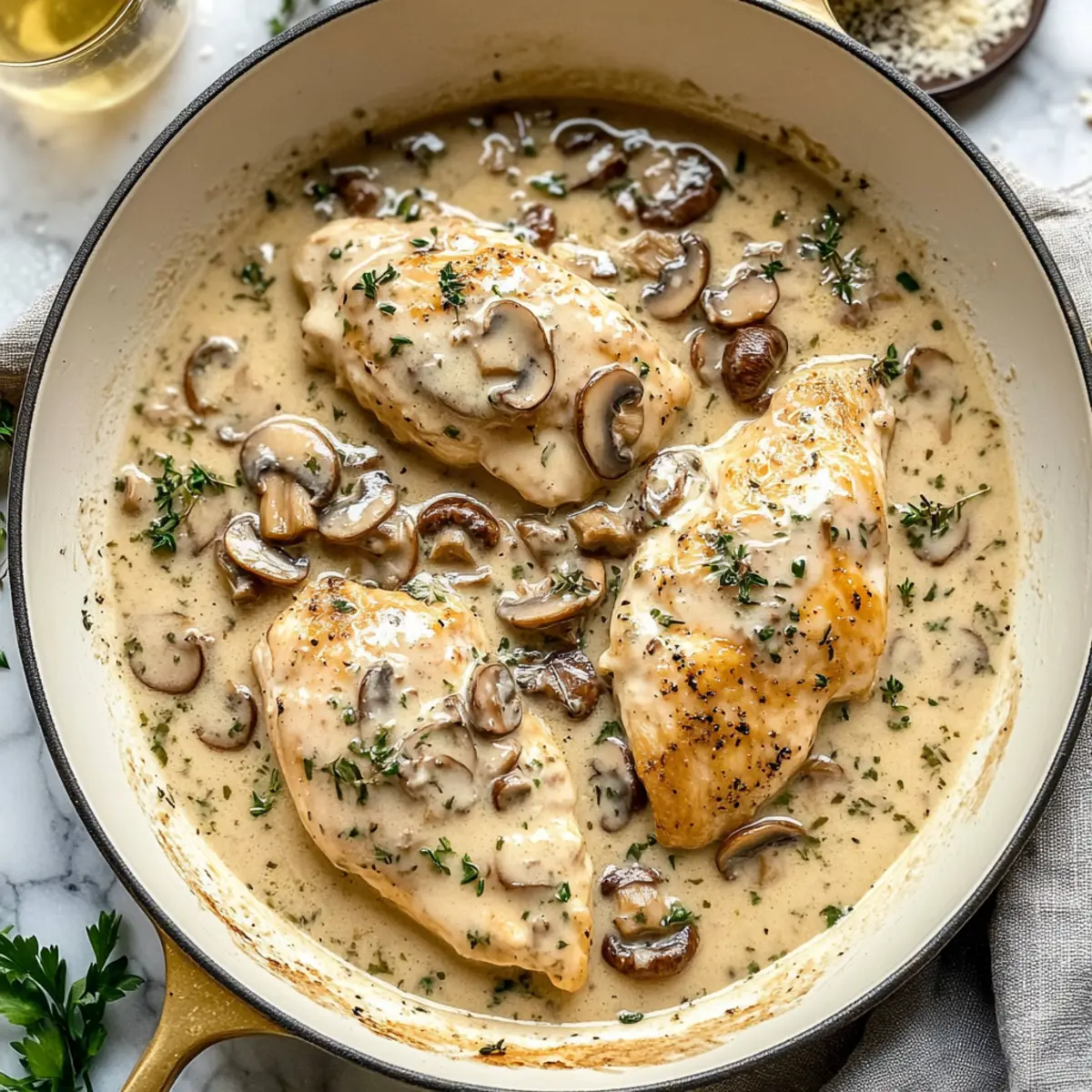 Skillet Chicken with Mushroom Parmesan Gravy Recipe