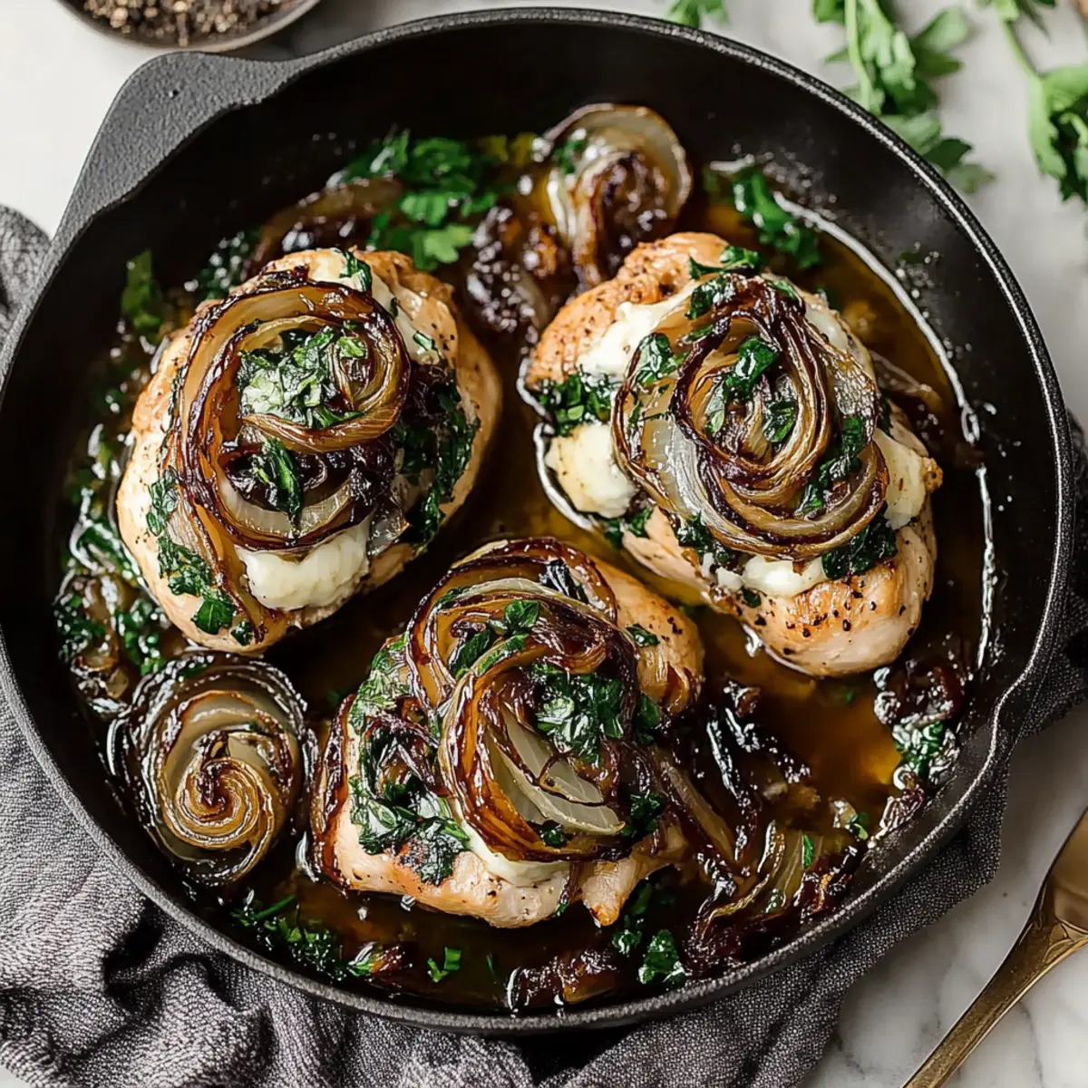 Goat Cheese Stuffed Chicken with Caramelized Onions Recipe