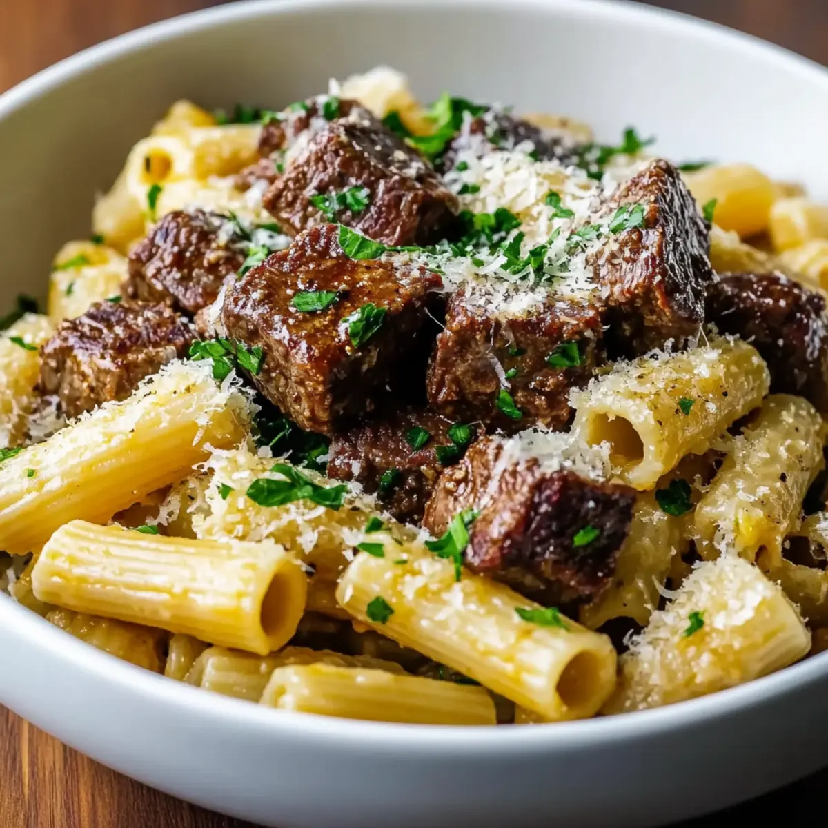 Cajun Steak Tips with Cheesy Rigatoni Recipe