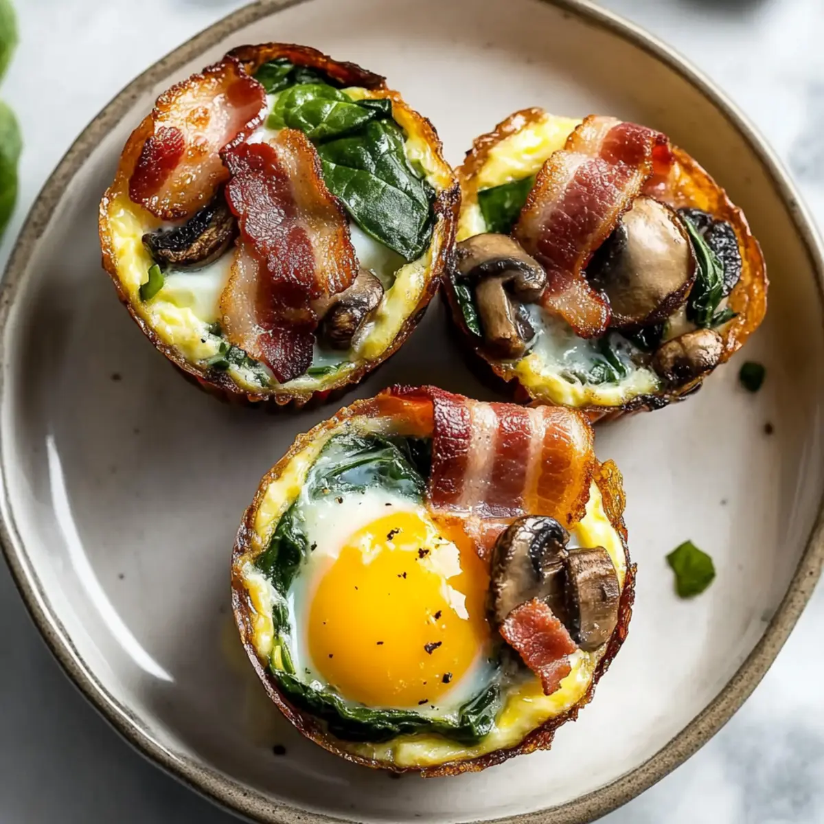 Mushroom Spinach Bacon Egg Cups Recipe