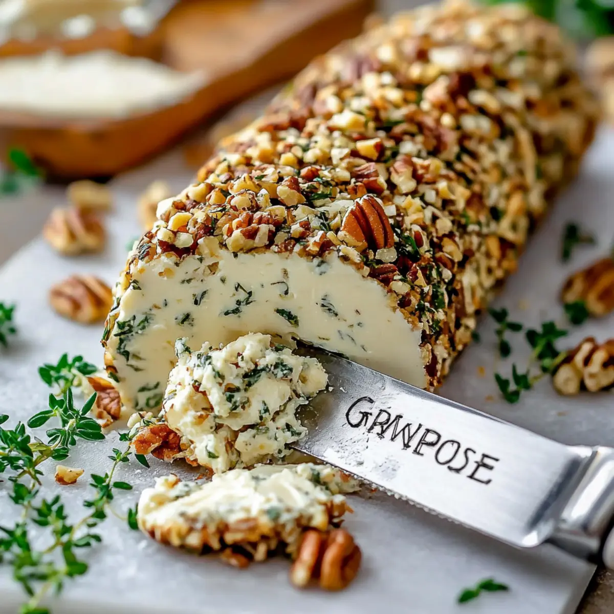 Herb Garlic Cheese Log with Pecan Coating Recipe