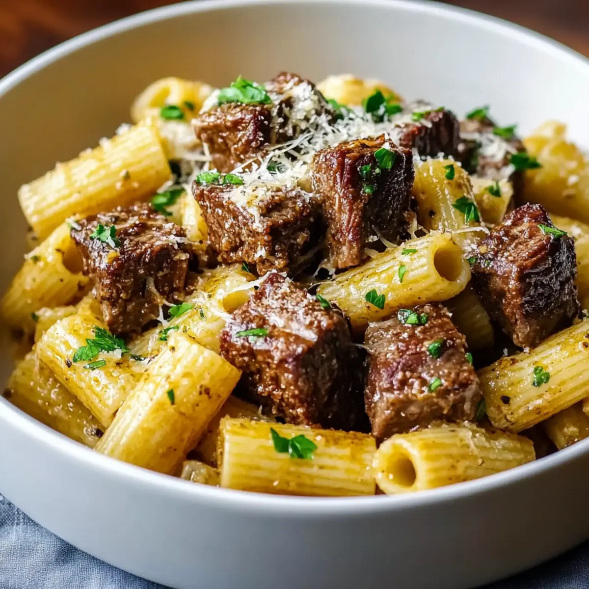 Cajun Steak Tips with Cheesy Rigatoni Recipe