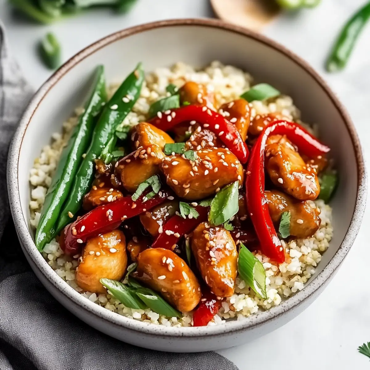 Healthy Orange Chicken Stir Fry with Cauliflower Rice Recipe
