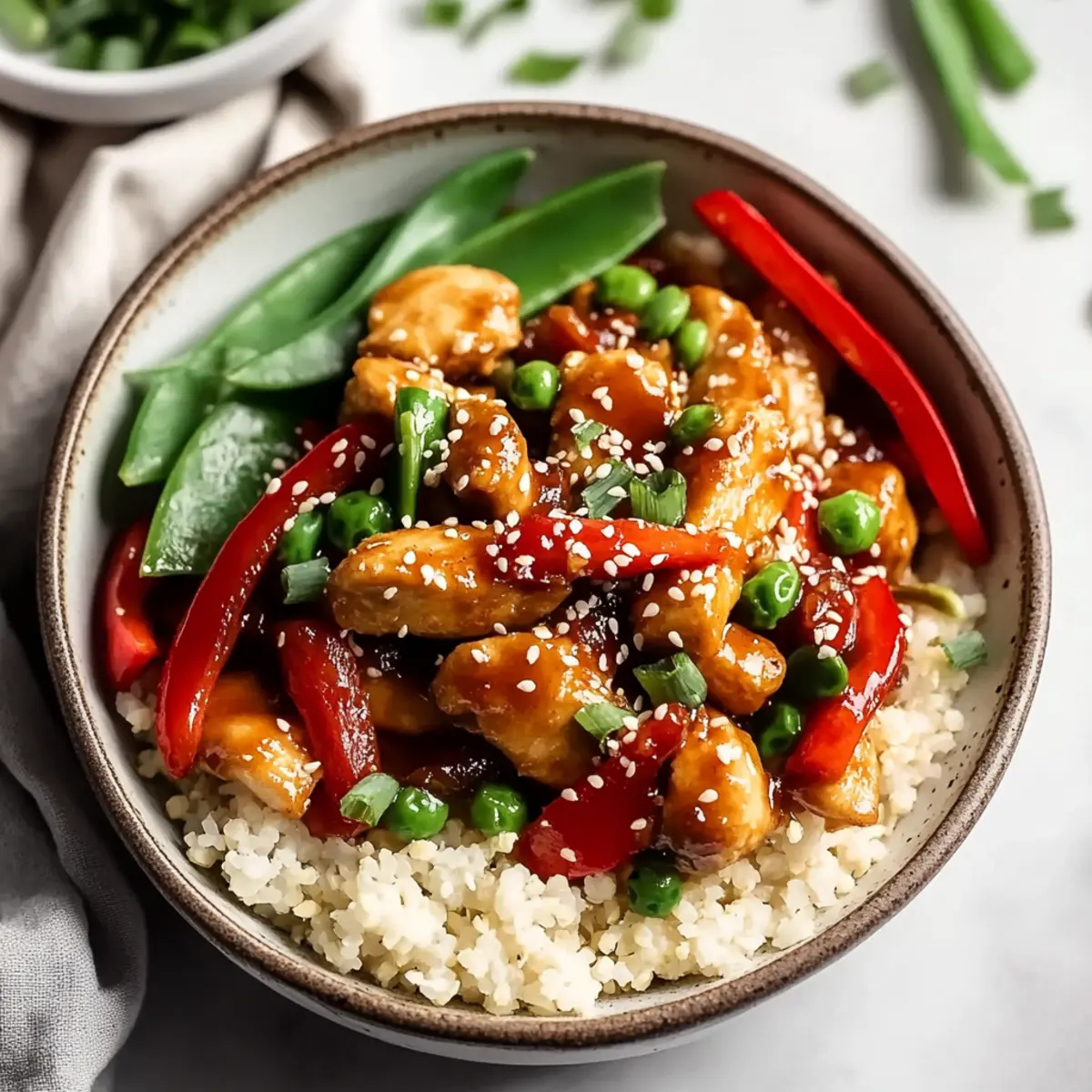 Healthy Orange Chicken Stir Fry with Cauliflower Rice Recipe