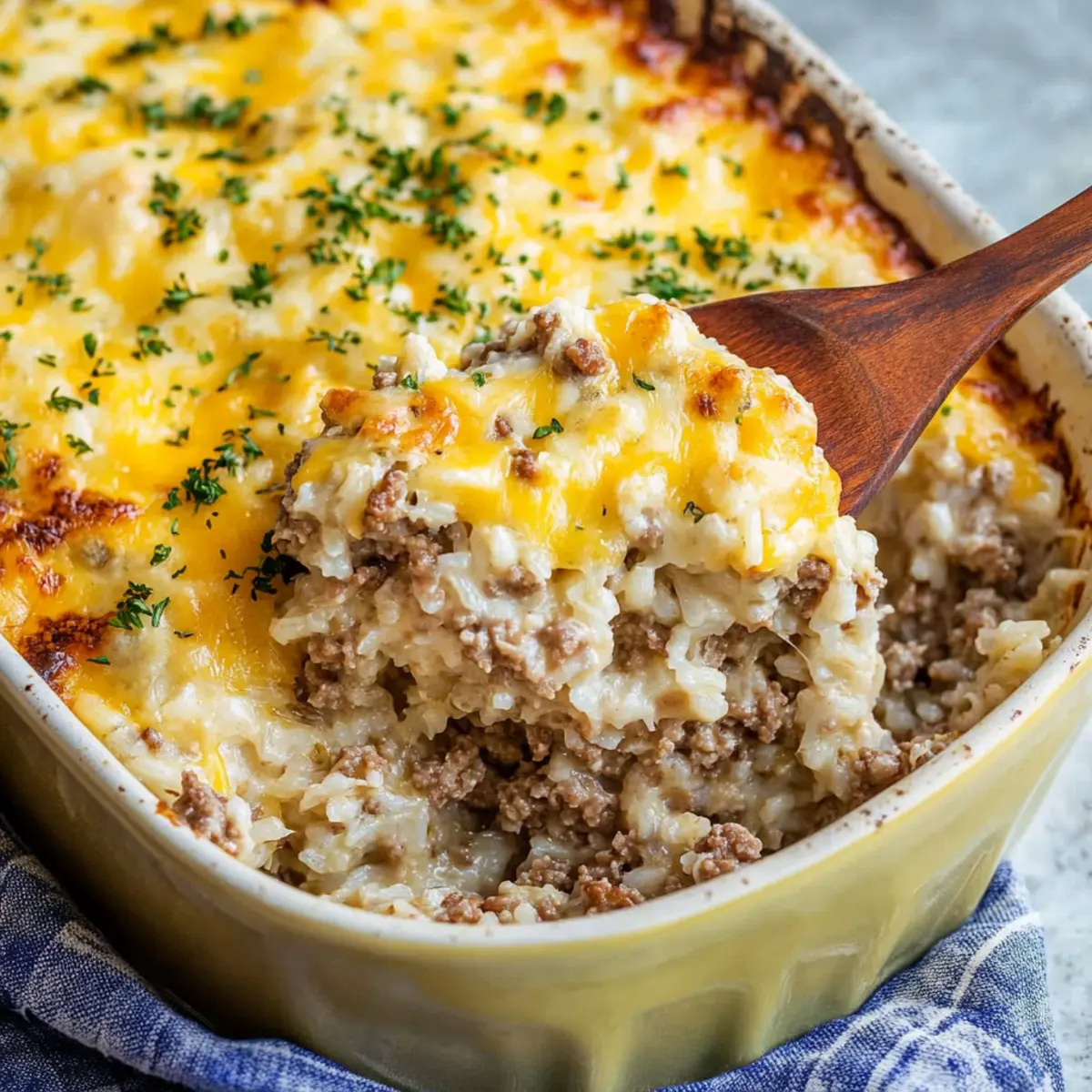 Cheesy Ground Beef and Rice Casserole Recipe