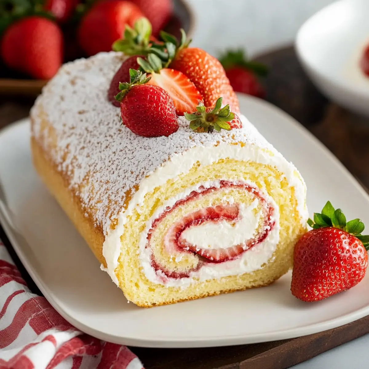 Strawberry Cream Swiss Roll Recipe