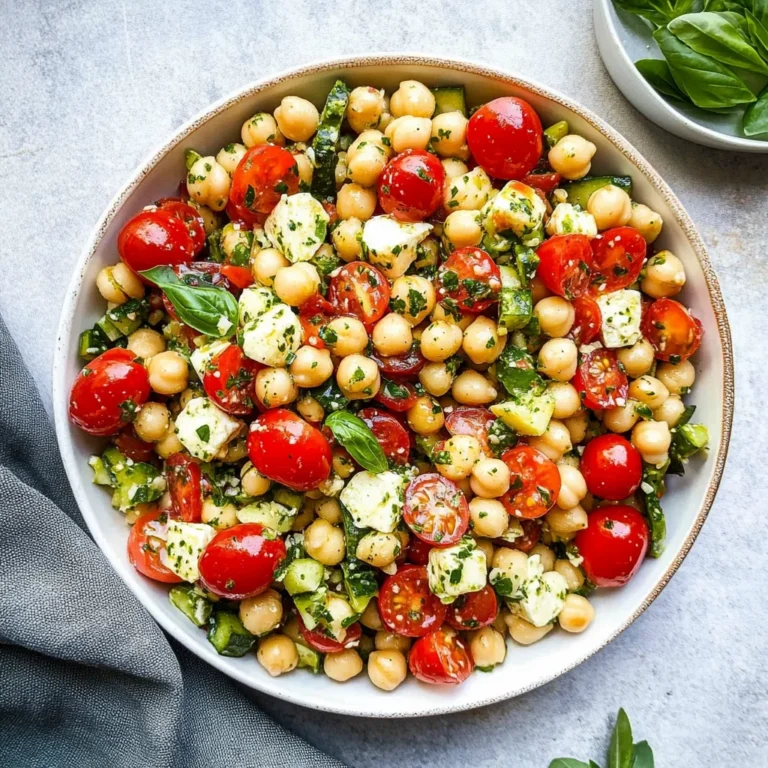 Caprese Chickpea Salad with Roasted Garlic Basil Dressing…