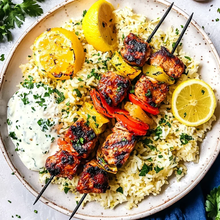 Greek Chicken Skewers with Lemon Rice: Flavorful Delight