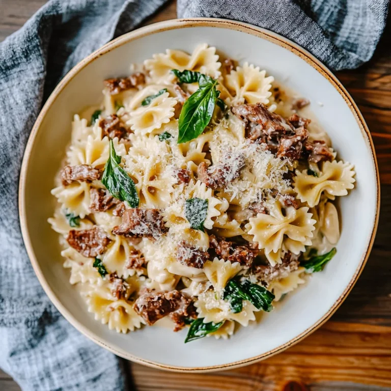 Garlic Parmesan Bowtie Pasta with Creamy Beef: Cozy Delight