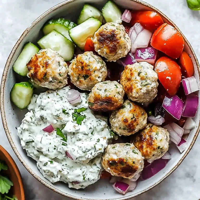 Greek Chicken Meatballs + Homemade Tzatziki: Juicy Delight