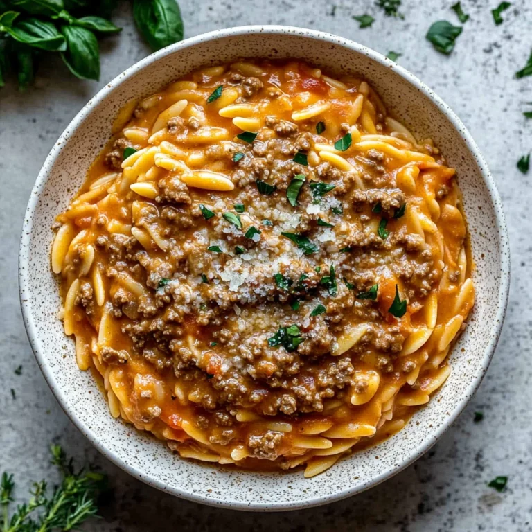 Ground Beef Orzo with Tomato Cream Sauce: Comforting Delight