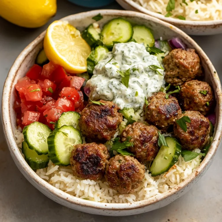 Gyro Bowls: Hearty Meatballs with Tzatziki Delight