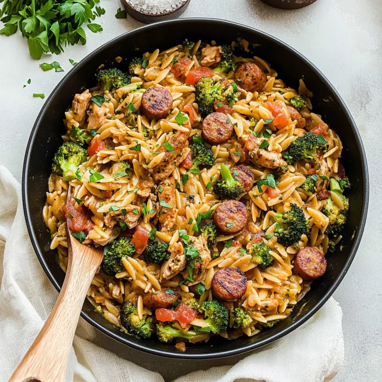One-Pan Chicken Sausage Broccoli Orzo: Quick & Delicious